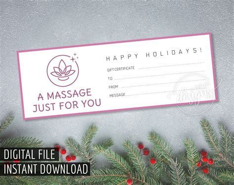 CHRISTMAS MASSAGE Gift Certificate Printable Gift - Etsy Hong Kong