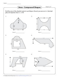 7th Grade Area Composite Figure Compound Shapes Worksheet Answers Key