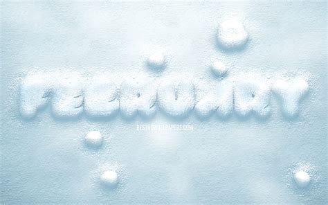 February, 3D snow letters snow background, winter, February concepts, February on snow, HD ...