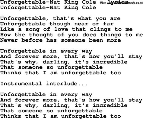 Love Song Lyrics for:Unforgettable-Nat King Cole