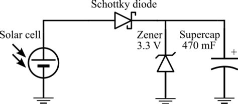 Electric circuit for charging the supercapacitor with two solar cells ...