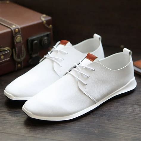 Men summer autumn lace up Leisure Leather Dress shoes fashion flats ...