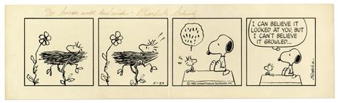 Lot Detail - Snoopy & Woodstock ''Peanuts'' Strip Hand Drawn by Charles ...