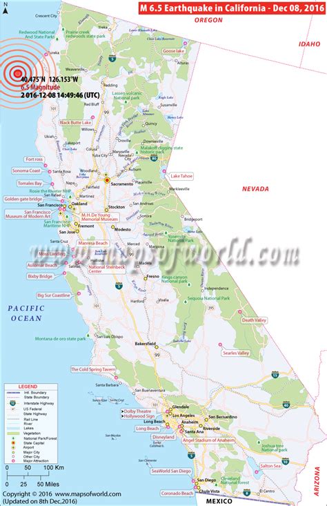 California Earthquake Map | Area affected by Earthquake in California