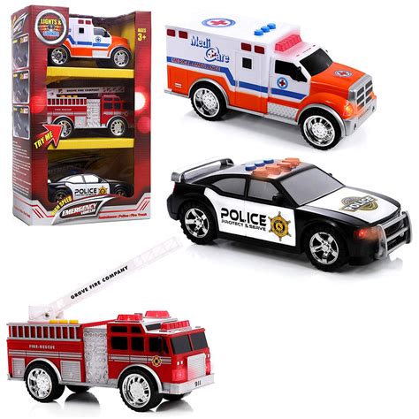 Top Right Toys Emergency Vehicles - Ambulance, Fire Truck and Police c – Toys 2 Discover