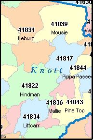 KNOTT County, Kentucky Digital ZIP Code Map