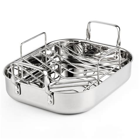 Cooks Standard 14-Inch by 12-Inch Stainless Steel Roaster with Rack, Rectangular | Stainless ...