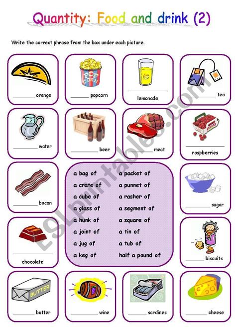 Quantity: Food and drink (2) - ESL worksheet by mpotb