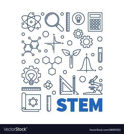 Stem concept outline blue Royalty Free Vector Image