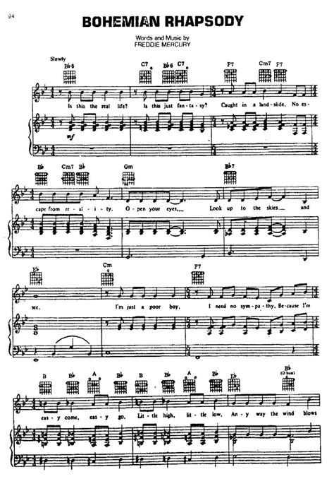 Partitura para Piano "Bohemian Rhaphsody" | Queen - Las Notas De Nana Piano Sheet Music Pdf ...