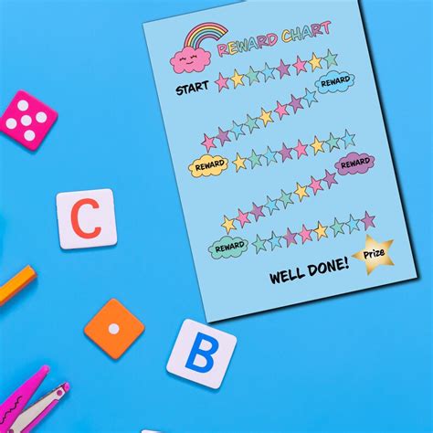 Printable Rainbow REWARD Chart, Selective Mutism, Brave, Teens, Kids, Challenges Chart, BLUE ...