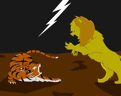 Lion and Tiger fighting by Vaporshine on DeviantArt