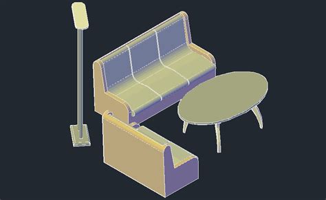 Dwg file of sofa set in 3D - Cadbull