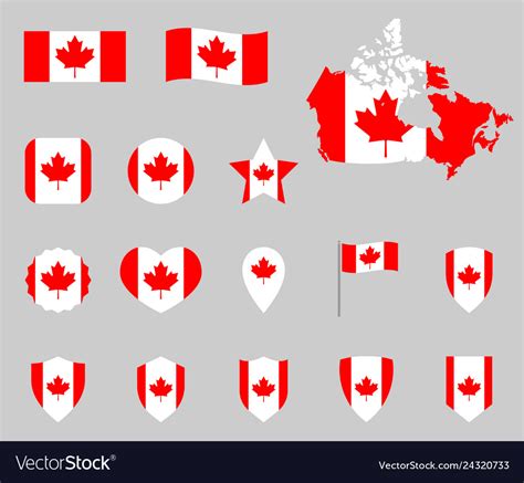 Canada flag icons set canadian symbols Royalty Free Vector