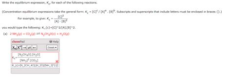 Solved Write the equilibrium expression, KC' ﻿for each of | Chegg.com