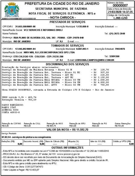 Usuário: 31.655.560/0001-08 - NFS-e - NOTA CARIOCA - Prefeitura da Cidade do Rio de Janeiro ...