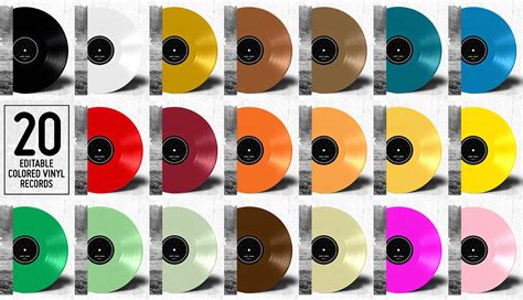 20 Colored Vinyl Records - Mockup ~ Product Mockups ~ Creative Market