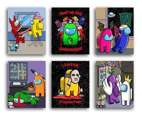 Buy GROUP DMR Among Us s for Boys Room - 8x10 Inches Unframed Set of 6, Among Us for Bedroom ...