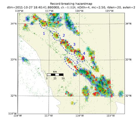 Record-breaking hazard map of southern California as of 28 September... | Download Scientific ...