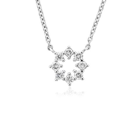 Mini Diamond Snowflake Necklace in 14k White Gold (1/10 ct. tw.) | Blue ...