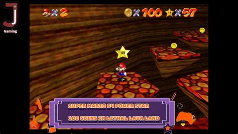 Super mario 64 Collect 100 coins in Course 7 Lethal lava land - YouTube