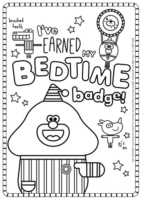 Bedtime Badge Colouring Sheet - Hey Duggee Official Website