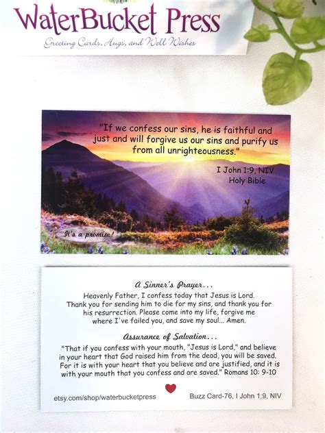 A Sinner's Prayer Scripture Cards Salvation Bible | Etsy