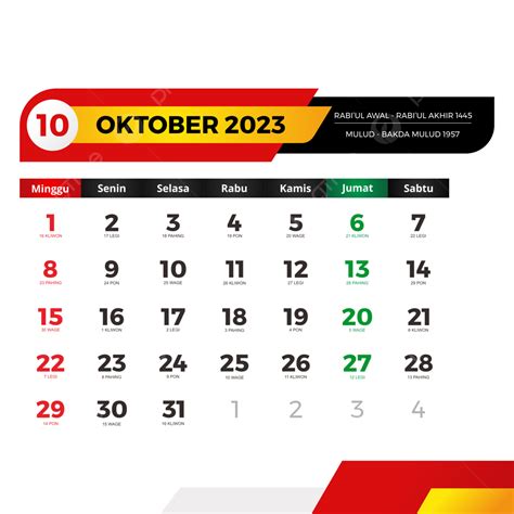 Kalender 2023 Oktober Lengkap Dengan Tanggal Merah Cuti Bersama Jawa ...