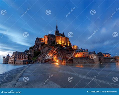 Mont Saint-Michel at Sunset. Stock Photo - Image of architecture, landscape: 146580968