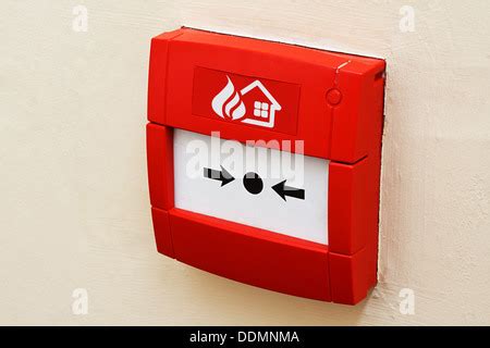Push button switch fire alarm box on cement wall for warning and security system Stock Photo - Alamy