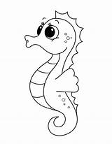 Little Seahorse sketch template