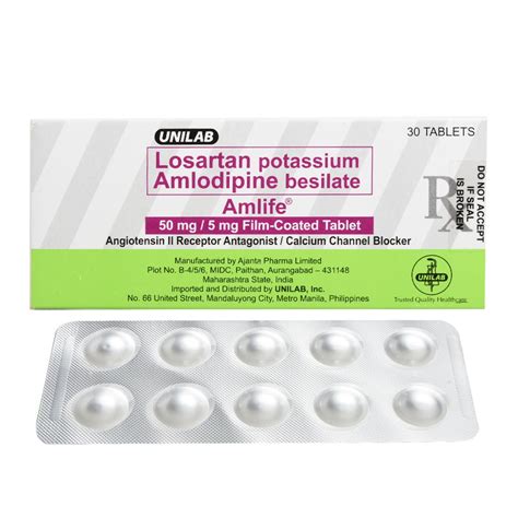 AMLIFE, Losartan Potassium + Amlodipine Besilate 50mg/5mg 1 Filmcoated Tablet [PRESCRIPTION ...