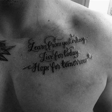 50 Chest Quote Tattoo Designs For Men - Phrase Ink Ideas