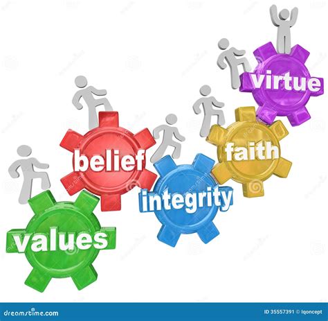 Gears Going Up Values Belief Integrity Faith Virtue Stock Illustration ...