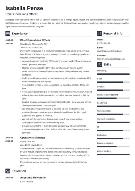 Chief Operating Officer (COO) Resume Examples & Template