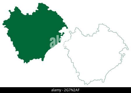 Jhunjhunu district (Rajasthan State, Republic of India) map vector illustration, scribble sketch ...