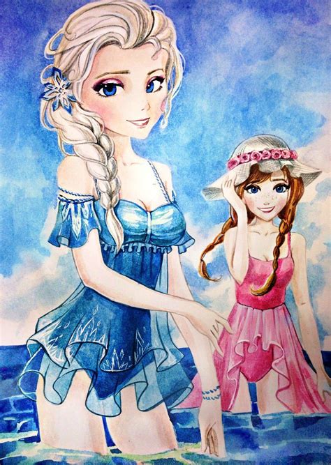 Elsa and Anna swimsuit by AnALIBI on deviantART | Disney art, Modern ...