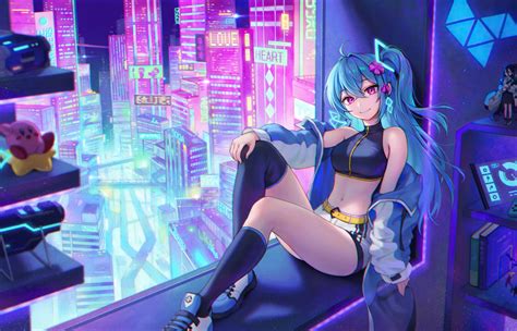 1400x900 Anime Girl Purple Eyes Cyberpunk 5k 1400x900 Resolution HD 4k Wallpapers, Images ...