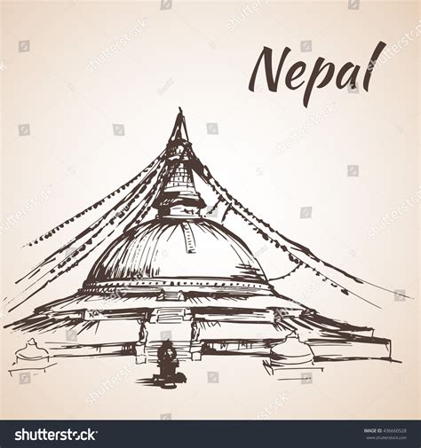 Boudhanath Stupa Kathmandu Nepal Isolated On Stock Vector (Royalty Free) 436660528 | Shutterstock