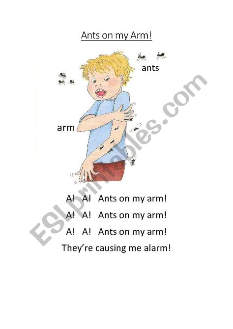 Ants on my Arm - Letter A Worksheet Jolly Phonics - ESL worksheet by MsElizaRose