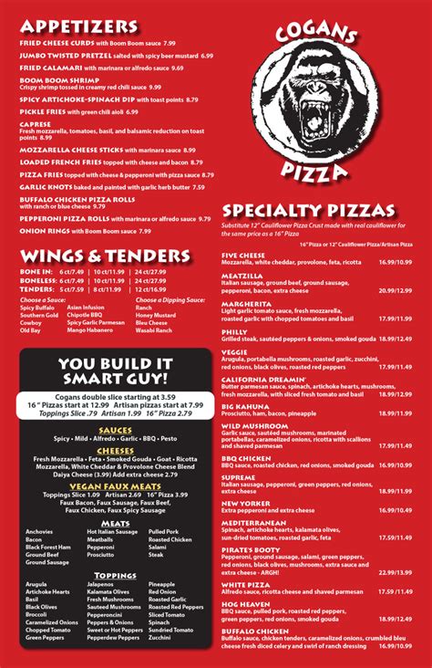 Cogans North Menu front 2019-04-16 | Cogans Pizza North