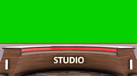 Virtual Studio Desk Green Screen | Wooden News Desk Background | Greenscreen, Virtual studio ...