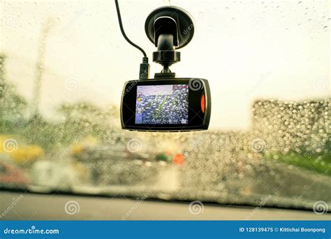 Car DVR Front Camera Car Recorder Stock Image - Image of mirror, driving: 128139475