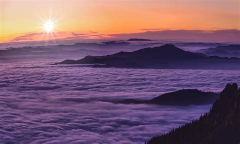 Mountain Sunset Above Clouds Photograph by Ioan Panaite | Fine Art America