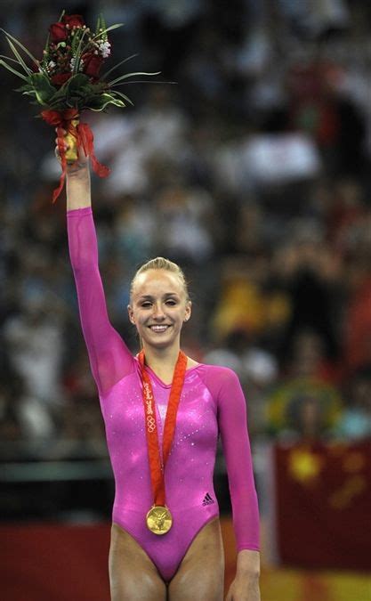 Nastia Liukin on the podium receiving the Gold Medal in Women's All ...