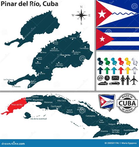 Map of Pinar del Rio, Cuba stock vector. Illustration of areas - 200501196