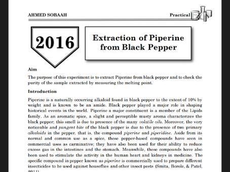 Extraction of piperine from black pepper experiment | Teaching Resources