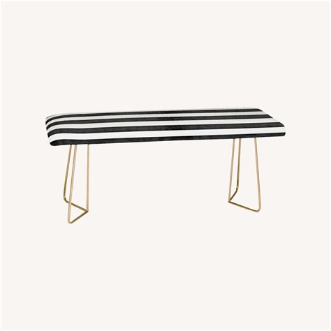 Black & White Striped Bench - AptDeco