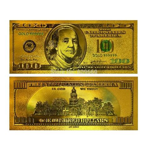 Blinkee GPDBRPM-G 24K Gold Plated 100 Dollar Bill Replica Paper Money ...