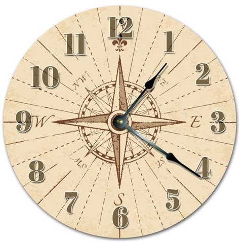 10.5 GREAT COMPASS DESIGN Clock Living Room Clock Large 10.5 Wall Clock Home Décor Clock 5049 ...